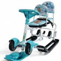 Снегокат &laquo;Тимка спорт 6Д&raquo; с забавными медвежатами, с двумя спинками, с родительской ручкой, бирюзовый, ТС6Д/ЗМ Nika