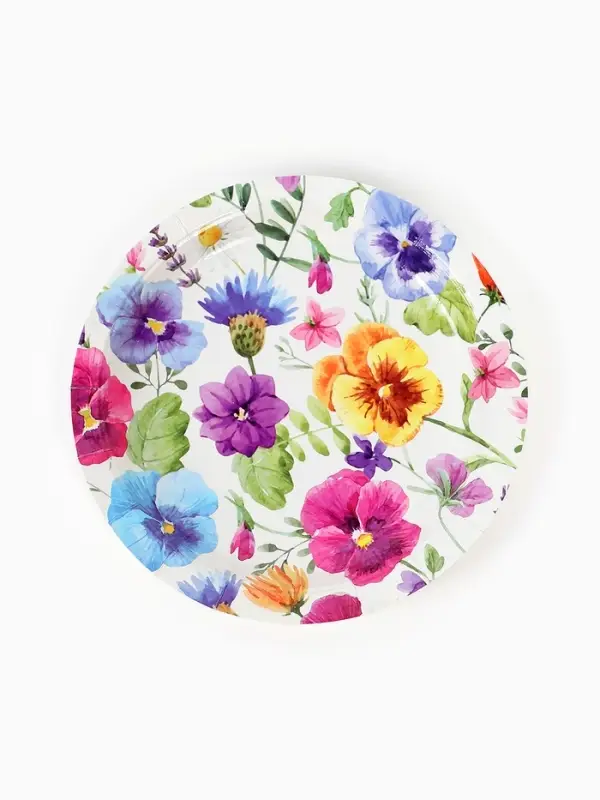 Тарелка одноразовая бумажная &laquo;Полевые цветы&raquo;, 17 см, 6 шт
