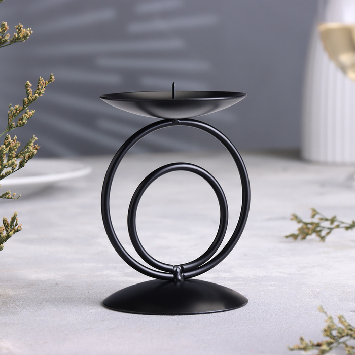 Подсвечник  "Закат" металл на 1 свечу, 8,3х11 см, черный