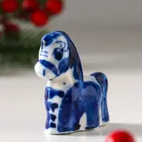 Сувенир "Конь Ураган", 5х5 см, гжель