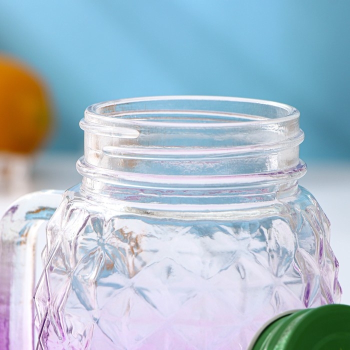 Банка стеклянная с крышкой и трубочкой Доляна &laquo;Ананас&raquo;, 500 мл, 12,5&times;9,5&times;13 см, цвет МИКС