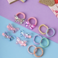 Набор для волос "Аделия" (10 резинок 3 см, 4 зажима 3 см) бабочка, розовый