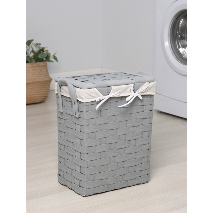 Корзина для белья Доляна &laquo;Плетение&raquo;, 37&times;24&times;42 см, цвет серый