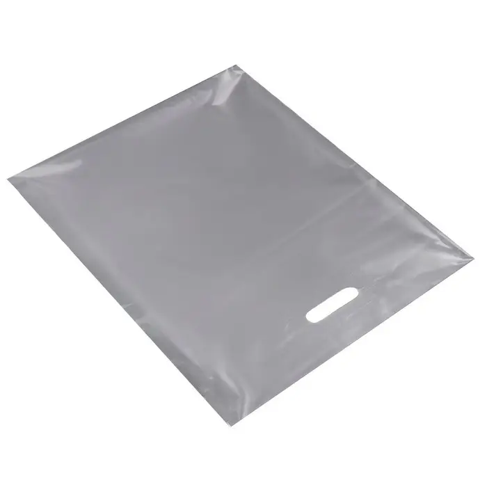 Пакет полиэтиленовый с вырубной ручкой, серебряный 40-50 См, 60 мкм