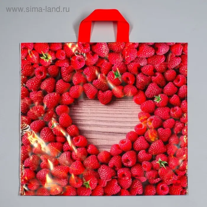 Пакет &laquo;Малина&raquo;, полиэтиленовый с петлевой ручкой, 44&times;42 см, 70 мкм