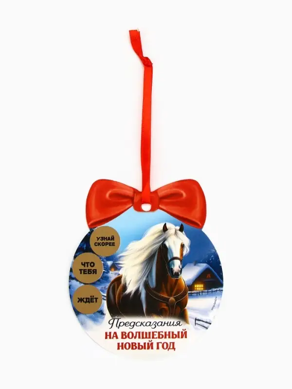 Новогоднее украшение на ёлку с предсказанием &laquo;Конь&raquo;,12.4&times;14.6 см