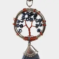 Брелок ловец снов "Древо жизни" 19 см, цв. серый