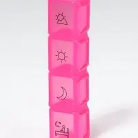 Таблетница, 10&times;2.3&times;2.3 см, 4 секции, розовая