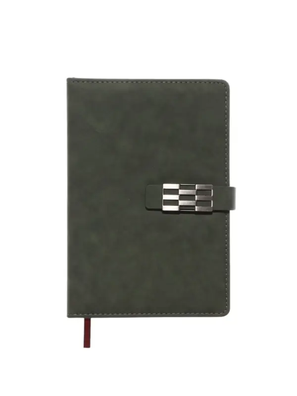 Ежедневник недатированный формат А5, с хлястиком, 112л, линия, пвх, Зеленый