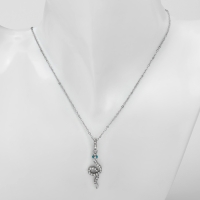 Кулон &laquo;Змея&raquo; изящная мини, цвет бело-зелёный в серебре