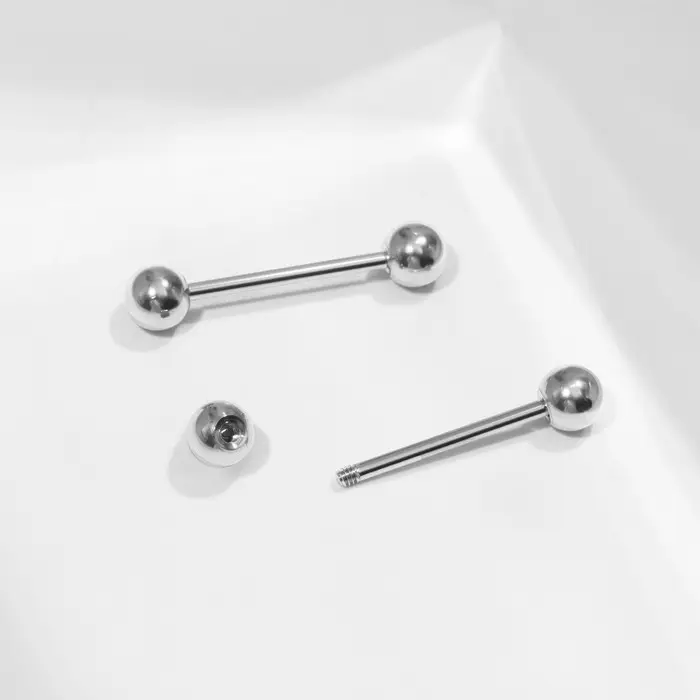 Пирсинг в язык &laquo;Штанга&raquo;, L=2, d=0.4 см, пара, цвет серебро