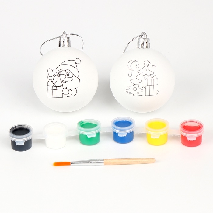 Ёлочные шары под раскраску на новый год &laquo;Зимний лес&raquo;, 2 шт, набор для творчества