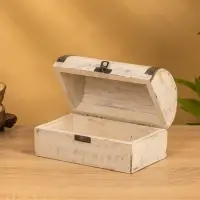 Сундучок "Солнце ацтеков" 19х12х11 см, манговое дерево, белый антик