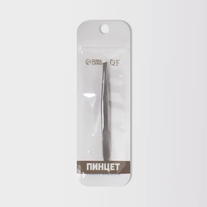 Пинцет для бровей и ресниц, со скошенным краем, узкий, 9 см