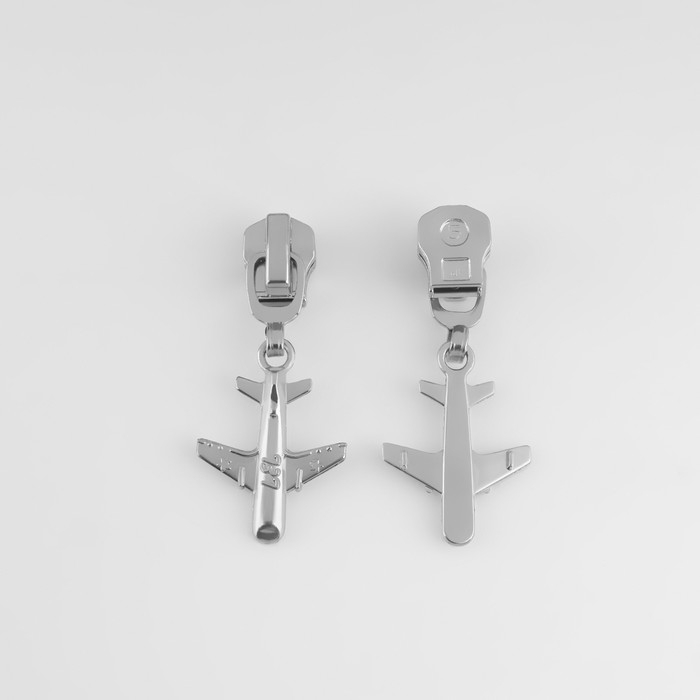 Бегунок автоматический для металлической молнии, №5, декоративный «Самолёт», 10 шт, цвет никель Бегунок автоматический для металлической молнии, №5, декоративный «Самолёт», 10 шт, цвет никель