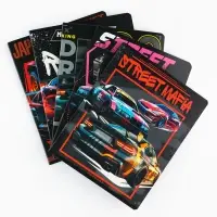 Тетрадь в клетку, 48 л., А5, на скрепке, блок №1, Street race, МИКС