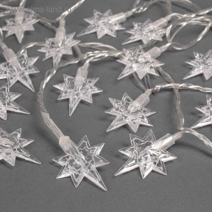 Гирлянда &laquo;Нить&raquo; 5 м с насадками &laquo;Звёзды&raquo;, IP20, прозрачная нить, 20 LED, свечение мульти (RG/RB), мигание, 220 В