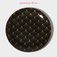 Набор тарелок стеклянных Доляна &laquo;Золотое перо&raquo;, 19 предметов: 6 десертных тарелок, 6 обеденных тарелок, 6 мисок, салатник