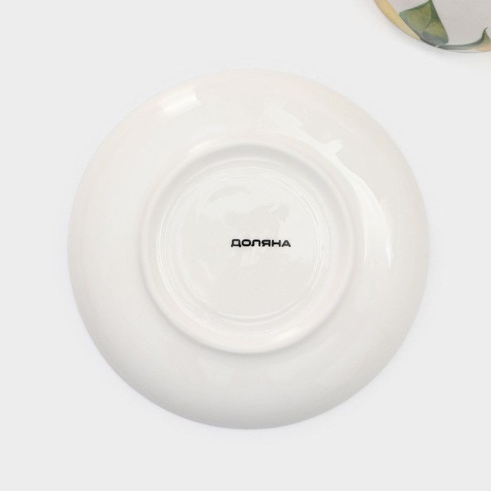 Чайная пара Доляна &laquo;Лимон&raquo;, 2 предмета: чашка 250 мл, блюдце d=15 см