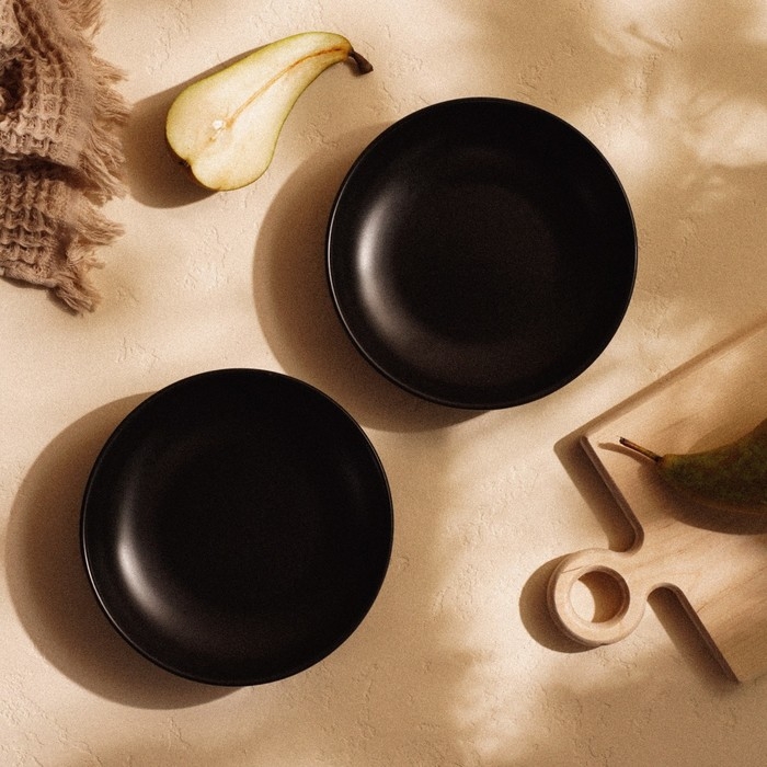 Набор тарелок фарфоровых глубоких SL Home &laquo;Дарк&raquo;, d=18,5 см,цвет чёрный