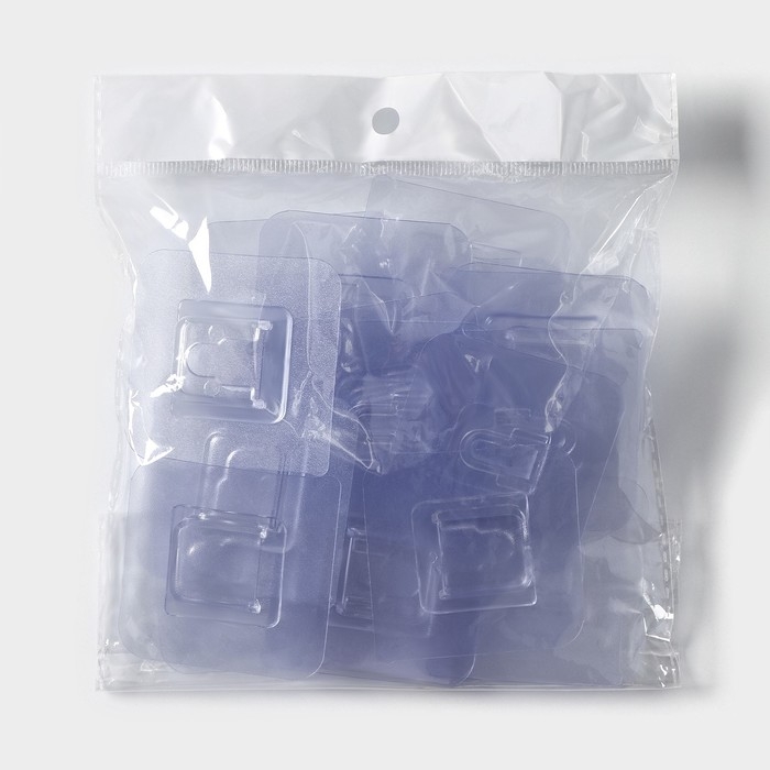 Крючки держатели двойные самоклеящиеся, набор 10 пар, 5,7&times;5,7&times;1см, цвет прозрачный