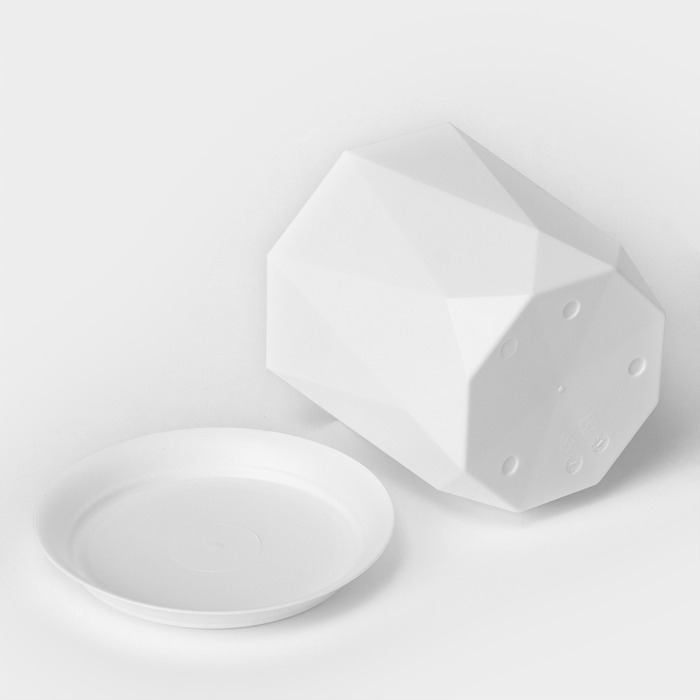 Горшок для цветов с поддоном &laquo;Призма&raquo;, 1 л, цвет белый