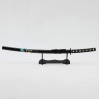 Сувенирное оружие "Катана Изаму" 100 см, клинок 68 см, чёрная, на подставке