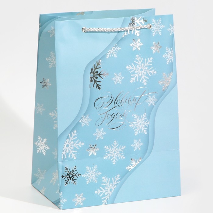 Пакет подарочный новогодний ламинированный &laquo;Лёд&raquo;, 21 х 30 х 15 см, Новый год