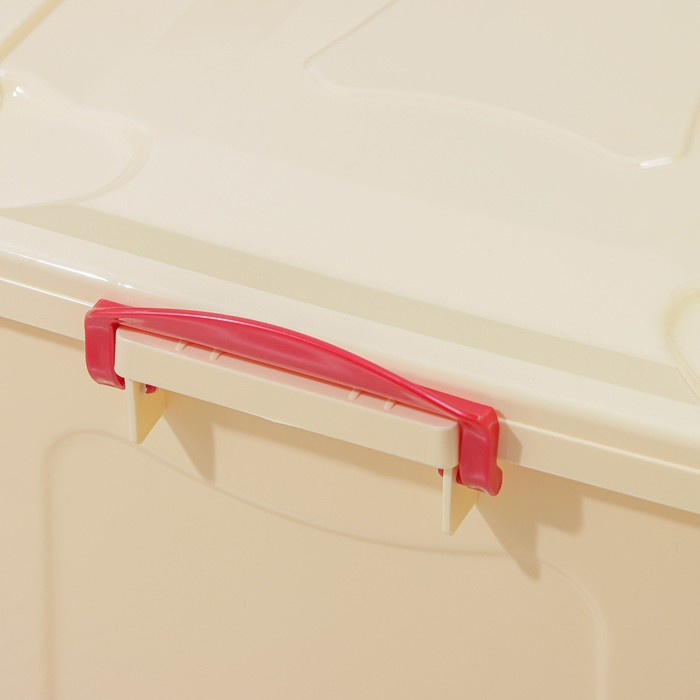 Контейнер для хранения с крышкой 50 л, 59&times;39&times;32 см, на колёсиках, цвет слоновая кость