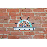 Вешалка интерьерная &laquo;Штурвал&raquo;, 3 крючка, бело-синяя, 45 х 28 х 5 см