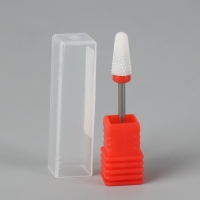 Фреза керамическая для маникюра &laquo;Конус&raquo;, мелкая нарезка, 6 &times; 13 мм, в пластиковом футляре, цвет белый