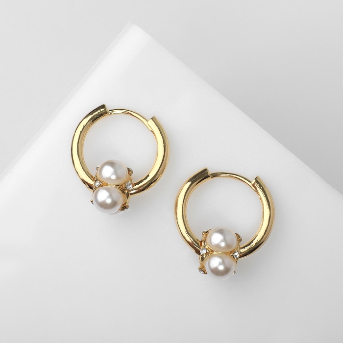 Серьги с жемчугом &laquo;Бусина&raquo; миниатюрность, цвет золото