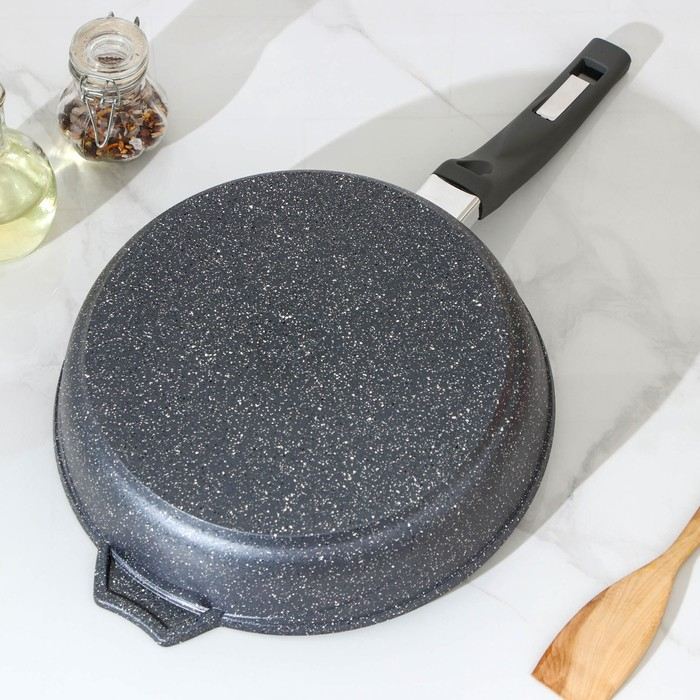 Сковорода &laquo;Гранит&raquo;, d=26 см, пластиковая ручка, антипригарное покрытие, цвет серый