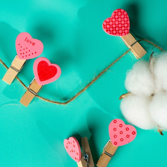 Набор для фото и декора &laquo;Сердца&raquo;, в наборе прищепки 10 шт., верёвка 100 см