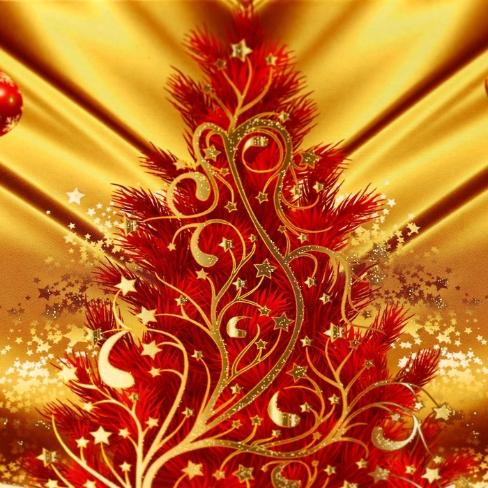 Подарочная коробка "Праздничный шелк в красном" новогодняя Чемоданчик средний  20 x 12 x 19