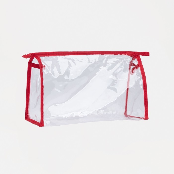 Косметичка на молнии, цвет красный/прозрачный