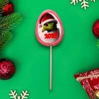 Новый год. Леденец с печатью "Змейка в яйце" микс, 30 г