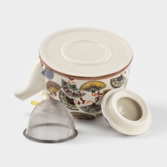 Чайник керамический заварочный с металлическим ситом &laquo;Веера&raquo;, 900 мл