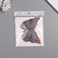 Наклейка бумага, пластик "Цветочные голубые бабочки" блёстки набор 12 шт 12 см, 10 см 8 см   1052426