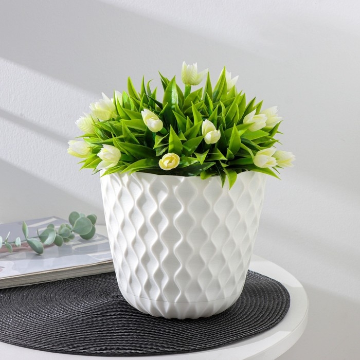 Горшок для цветов с поддоном &laquo;Wave&raquo;, 2,5 л, d=17,5 см, цвет белоснежный