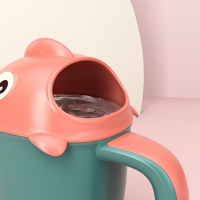 Ковш пластиковый для купания и мытья головы, детский банный ковшик &laquo;Рыбка&raquo;, 500 мл., с леечкой, цвет зеленый/оранжевый