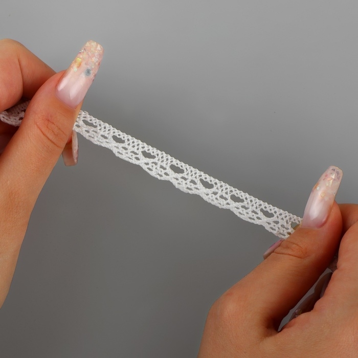 Тесьма вязаная, на резинке, 12 мм, 9 &plusmn; 0,5 м, цвет белый