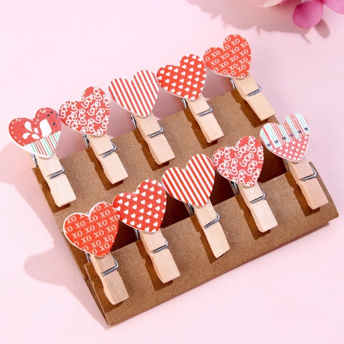 Прищепки декоративные &laquo;Сердечки&raquo; набор 10 шт.