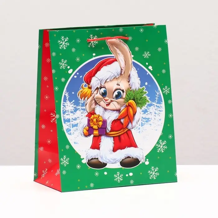 Пакет подарочный &laquo;Зайчик Дед Мороз&raquo; , 18&times;22.3&times;10 см