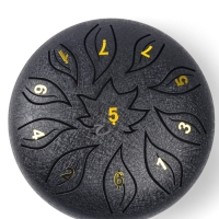 Глюкофон - музыкальный инструмент, цветок черный, 11 лепестков, 18 х 18 х 11 см