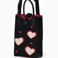 Сумка подр Сердца, 12*4*17, отд на кнопке, дл ремень, черный