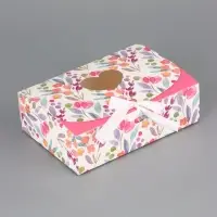 Подарочная коробка сборная с окном &laquo;Розовые цветы&raquo;, 16.5&times;11, 5&times;5 см