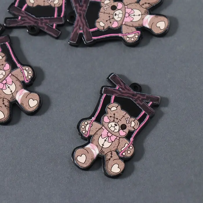 Декор для творчества акрил двусторонний "Зомби-мишка" 4,3х2,9х0,2 см