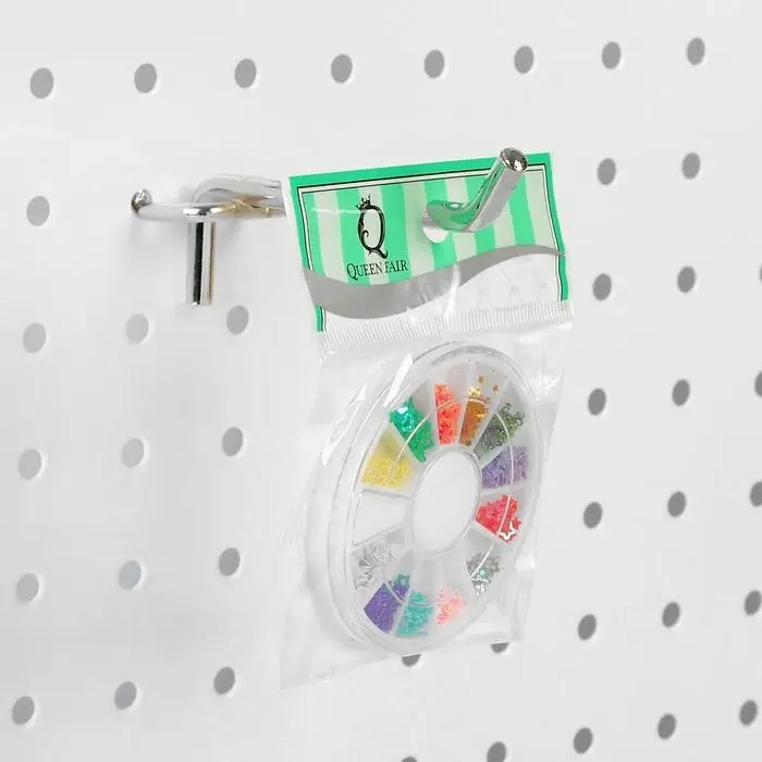 Крючок одинарный для металлической перфорированной панели, d=6 мм, L=10 см, шаг 25 мм, цвет хром