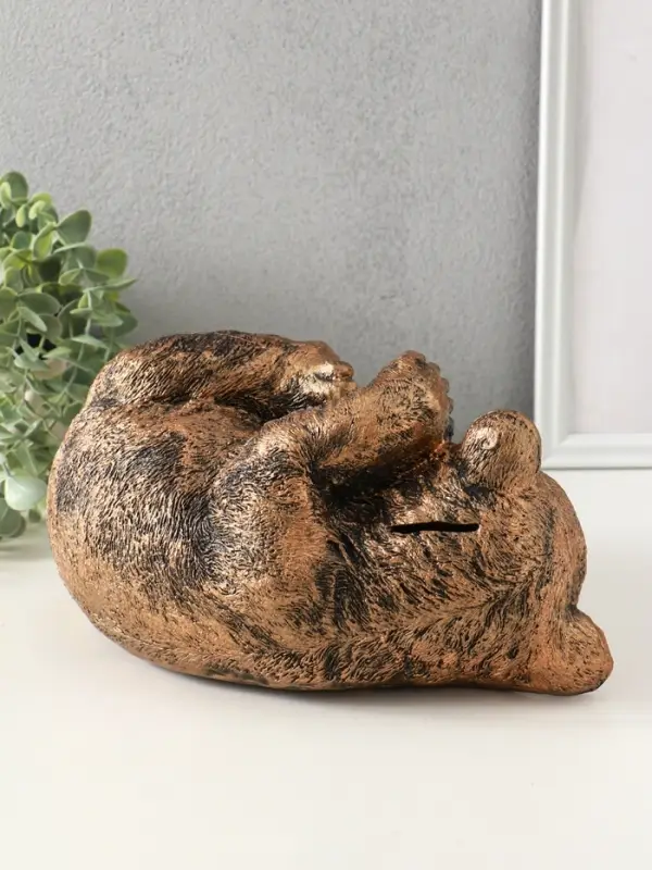 Копилка "Мишка лёжа" 15х28 см, бронза